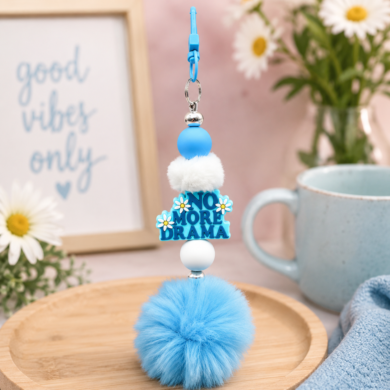Beaded Pom Pom Keychains/Bag Charms