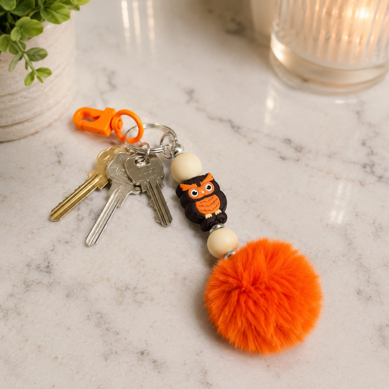 Beaded Pom Pom Keychains/Bag Charms