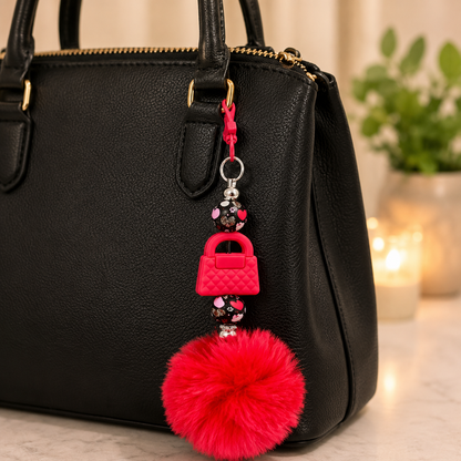 Beaded Pom Pom Keychains/Bag Charms