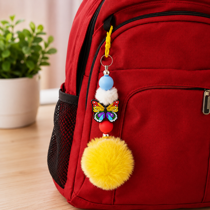 Beaded Pom Pom Keychains/Bag Charms